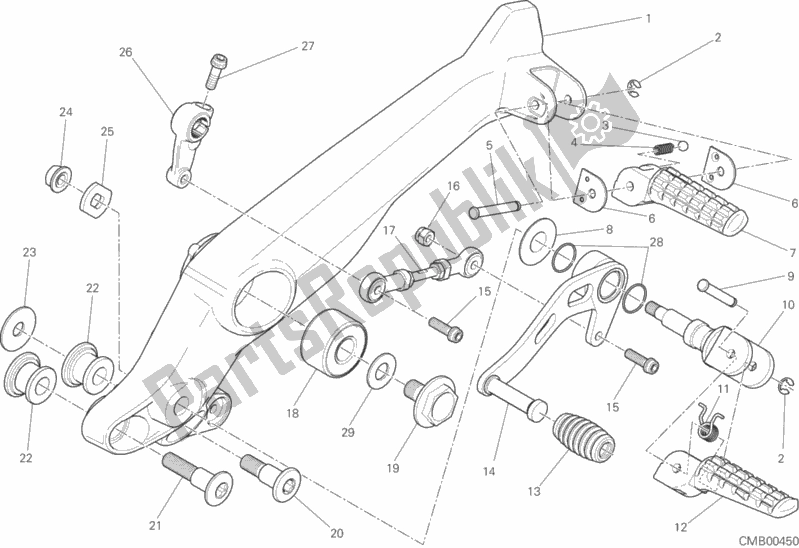 All parts for the Footrests, Left of the Ducati Scrambler Flat Track Thailand USA 803 2018